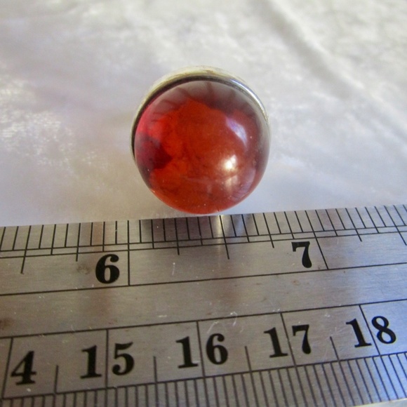 big Baltic amber ring, bezel set, adjustable (currently 7), sterling, vintage - Picture 7 of 9